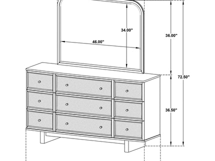 Kimpton - 9 Drawer Dresser With Mirror - Beige