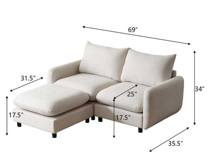 Oversize Modular Free Combination Sectional Sofa Couch With Ottoman For Living Room