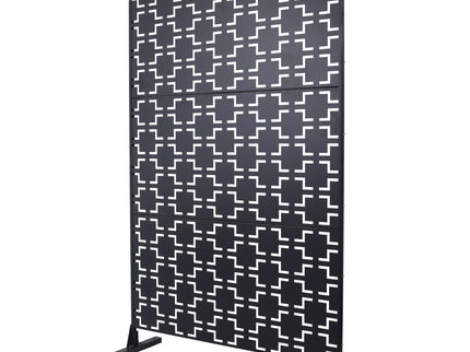 Outdoor / Indoor Privacy Screen Metal Privacy Screen, Freestanding Decorative Privacy Screen For Deck Balcony Patio - Black