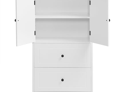 Bathroom Storage Cabinet With 2 Doors And Drawers, Adjustable Shelf