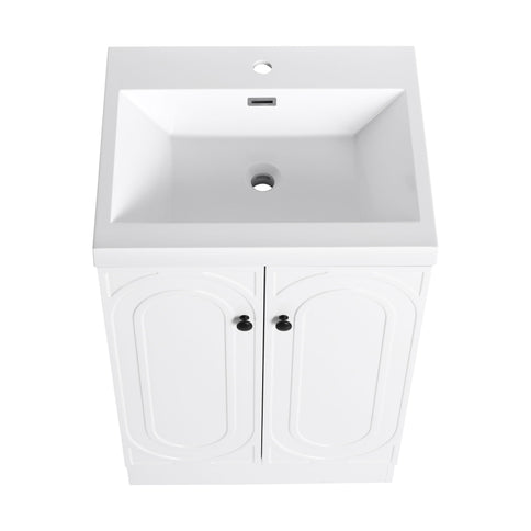 Contemporary Freestanding Bathroom Vanity With Resin Sink & Soft-Close Cabinet Doors