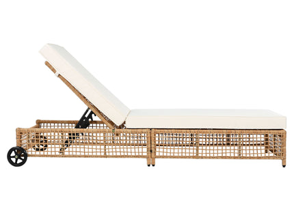 Outdoor Lounge Chair With 5 Position Backrest With Cushion And Wheels