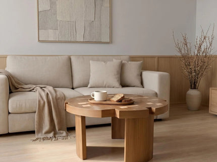 Round End Table For Living Room - Brown / Yellow