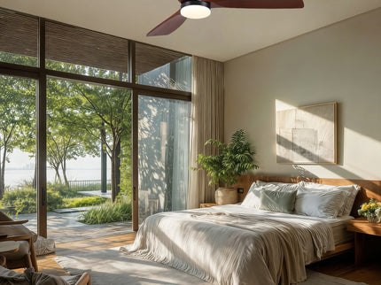 Low Profile Flush Mount Intergrated LED Ceiling Fan With Light And Silent Reversible Motor
