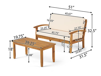 Outdoor Chat Set With Coffee Table And Loveseat