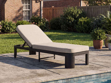Outdoor Chaise Lounge With Cushion, 5 Position Adjustable Backrest