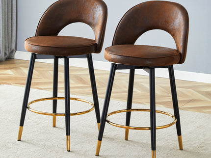Upholstered Rotatable Bar Chair With Metal Legs For Dining Room