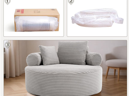 Round Sofa Bed With 3 Pillows For Living Room