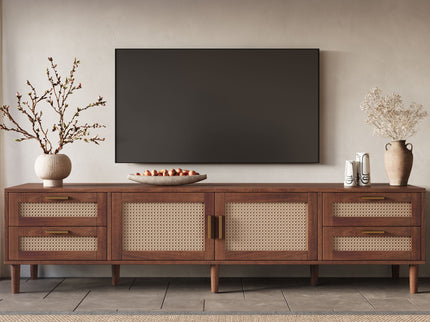 TV Stand, Media Console With 4 Drawers, Soft Closing Hinges - Dark Brown