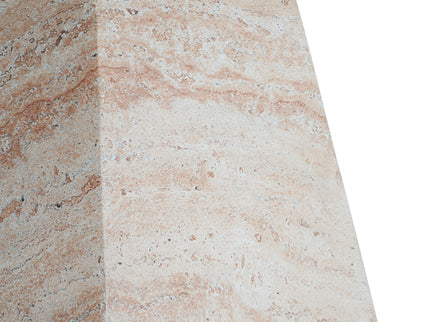 Outdoor / Indoor Lightweight Concrete Side Table, Hexagonal Round Travertine Accent Table - Beige