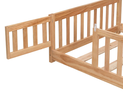 Solid Floor Bed With Door And Fence For Children