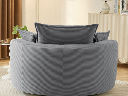 360° Swivel Accent Barrel Chair With Dual Layer Cushion And 3 Removable Pillows