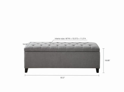 Elegant Design Tufted Top, Soft Close Storage Bench