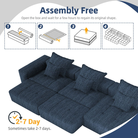 Modern Oversized Diy Combination Modular Sectional Sofa & Pillows