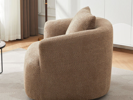 360° Swivel Barrel Sofa Chair With Throw Pillow, Upholstered Accent Chair