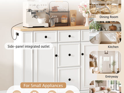 Sideboard Buffet Cabinet With 5 Drawers, 2 Cabinets, Adjustable Shelves