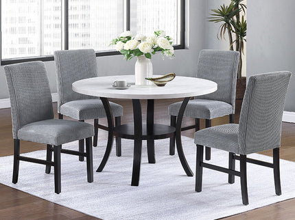 Elegant 5 Piece Dining Set Dark Chairs Top Table With Lower Shelf Kitchen Dining Room