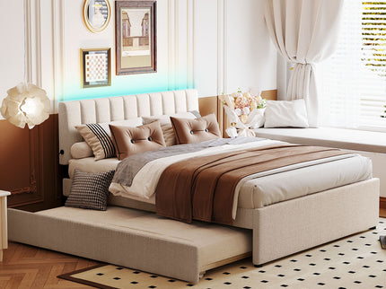 Upholstered Platform Bed With Trundle