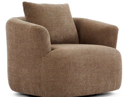 360° Swivel Barrel Sofa Chair With Throw Pillow, Upholstered Accent Chair