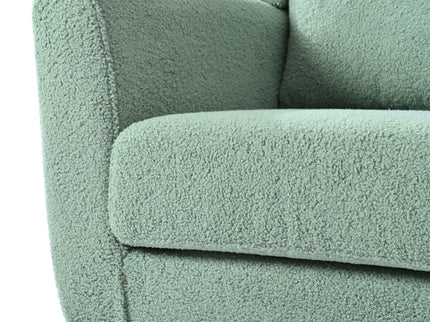 Modern Accent Chair, Teddy Fabric Living Room Chairs Comfy Reading Chair, Mid Century Accent Chair, Lounge Arm Chairs Armchair For Living Room Bedroom - Light Green