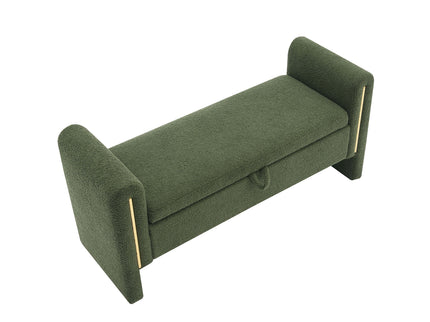 Modern Teddy Upholstered Large Bed End Bench With Arms And Storage