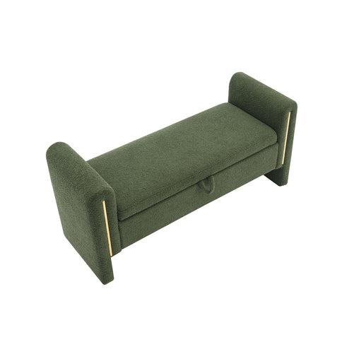 Modern Teddy Upholstered Large Bed End Bench With Arms And Storage
