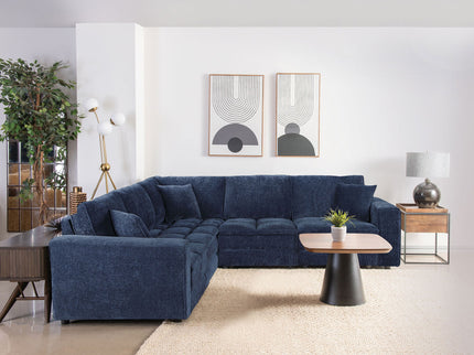 Azure - 5 Piece Upholstered Modular Sectional Sofa - Blue