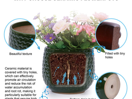 3 Pieces Flowerpot, Planter For Patio, Garden Or Windowsills - Dark Green