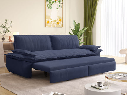 Queen Pull Out 3 In 1 Convertible Sleeper Sofa Bed - Blue