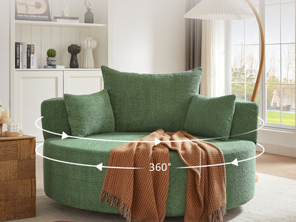360° Swivel Accent Barrel Chair With 3 Removable Pillows For Living Room