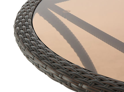 Outdoor Table With Woven Rattan Design - Brown