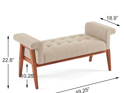 Elegant Tufted Ottoman - Beige / Brown