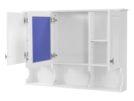 Modern Wall Mounted Mirror Medicine Cabinet With Open Shelves, Adjustable Interior, Storage Over Toilet