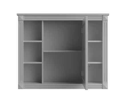 Wall Mounted Bathroom Storage Cabinet With Mirror, Cabinet With 6 Open Shelves And Adjustable Interior