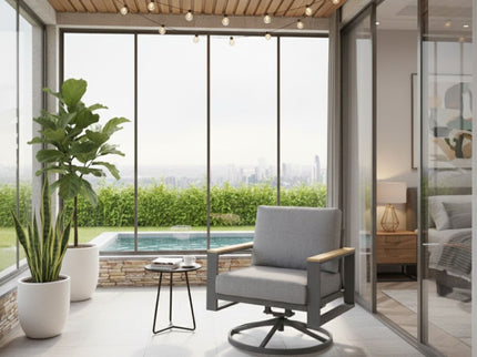 All Weather Swivel Patio Dining Chairs With Cushions - Gray