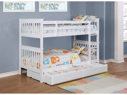 Madison - Twin Over Twin Bunk Bed With Slatted Design - White