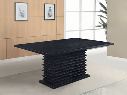 Monette - Rectangle Dining Table With Layered Pedestal Base - Black