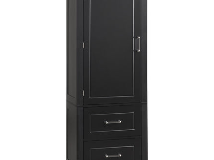 Tall Freestanding Bathroom Storage Cabinet With 2 Drawers And Adjustable Shelf
