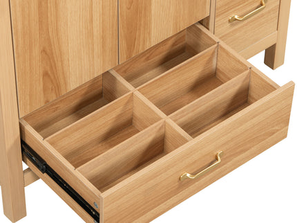 36" Bathroom Vanity, 2 Soft Close Doors, 4 Soft Close Drawers, Adjustable Shelf, Storage Cabinet - Acacia Wood