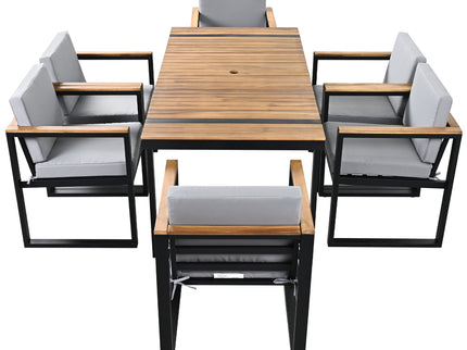 7 Pieces Outdoor Dining Set Patio Dining Table And Chair Set With And Removable Cushions For Patio