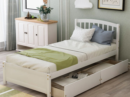 Platform Storage Bed Wood Bed Frame With Two Drawers And Headboard
