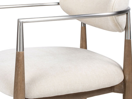Artemis - Mixed Material Upholstered Dining Arm Chair - Warm White