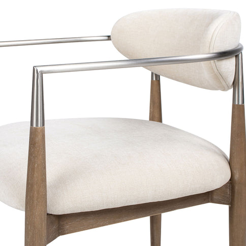 Artemis - Mixed Material Upholstered Dining Arm Chair - Warm White