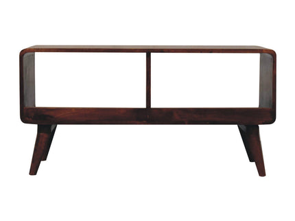 Curved Double Slot Media Unit - Dark Brown