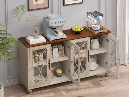 Elegant 4 Door Cabinet With Tempered Glass Doors