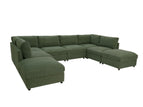 Dark Green / 3 Pc. U-Shape Sectional Sofa, 2 Ottomans