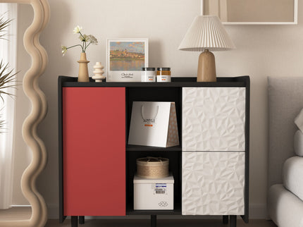 Modern Sideboard Buffet Cabinet With Doors And Unique Panel Styling