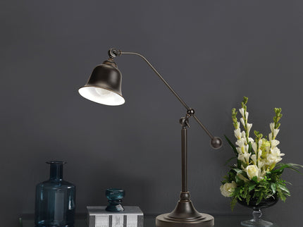 Edmond - Bell Down Table Lamp With Shade - Brown