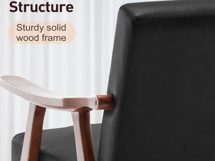 Mid Century Modern Accent Chair With Solid Wood Frame And Extra Thick Backrest
