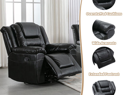 360° Swivel And Rocking Home Theater Recliner Manual Recliner Chair With Wide Armrest For Living Room